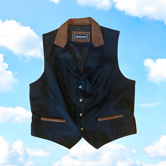Saguaro West Black Jacket with Brown Collar - Picture 1 of 4